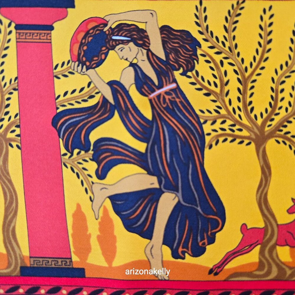 Hermès Silk Scarf Musique des Dieux Ancient Greece Greek Music Dance Hand-rolled - Picture 13 of 16